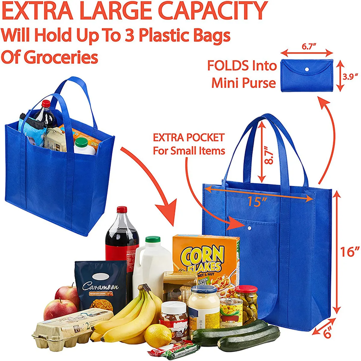 Foldable Extra Large Grocery Shopping Tote Bag 7