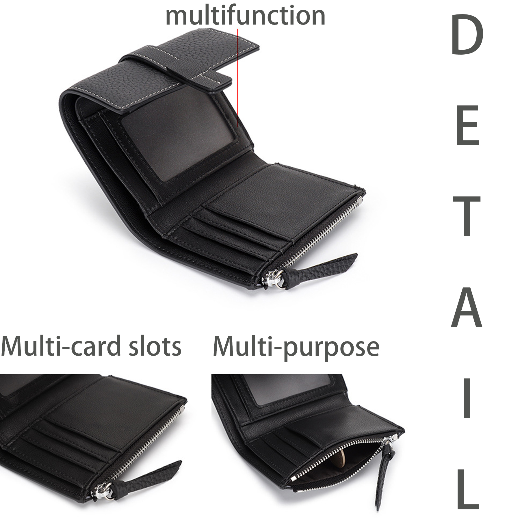 Genuine Leather Multifunctional handheld short wallet 6
