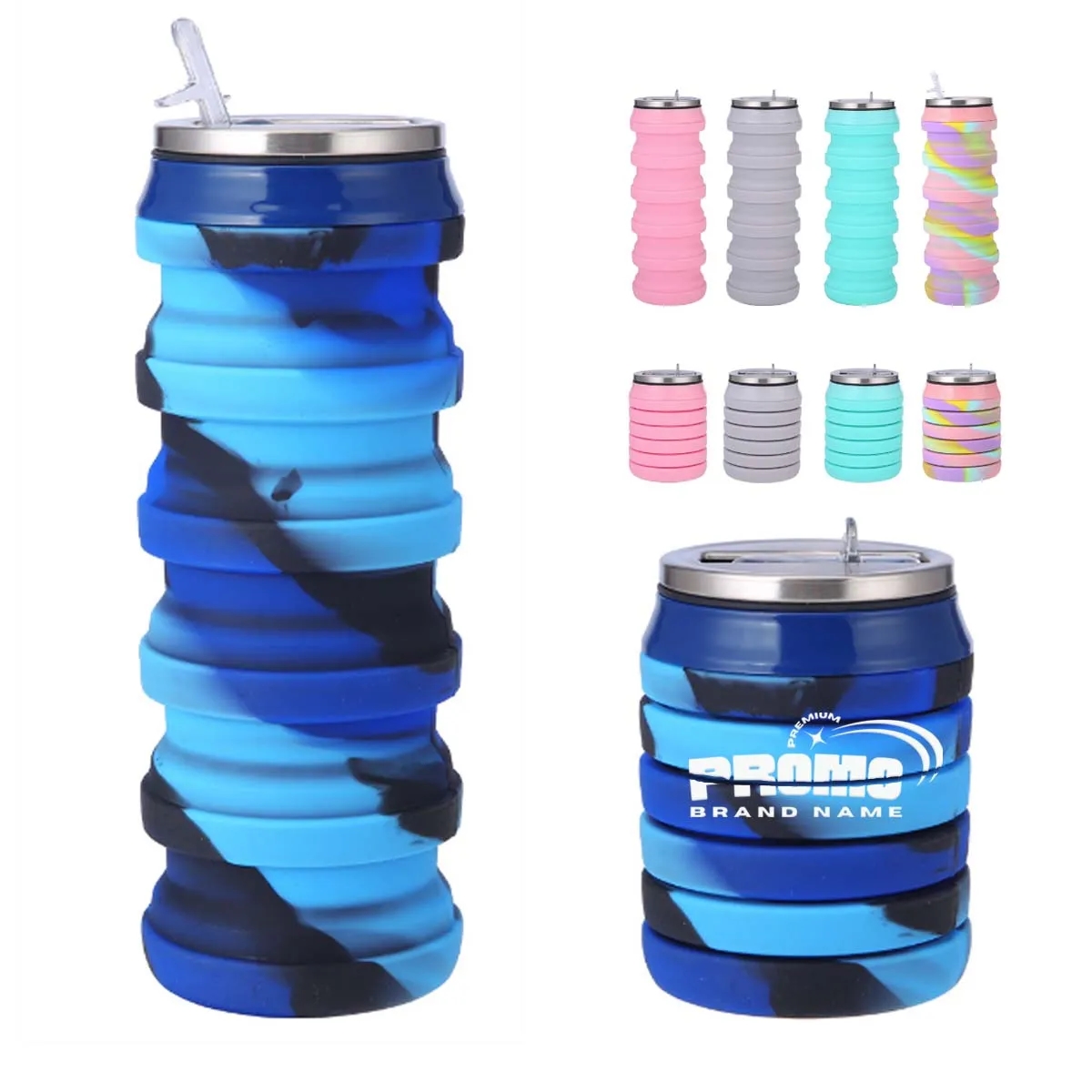 Camouflage Silicone Folding Sports Water Bottle 1