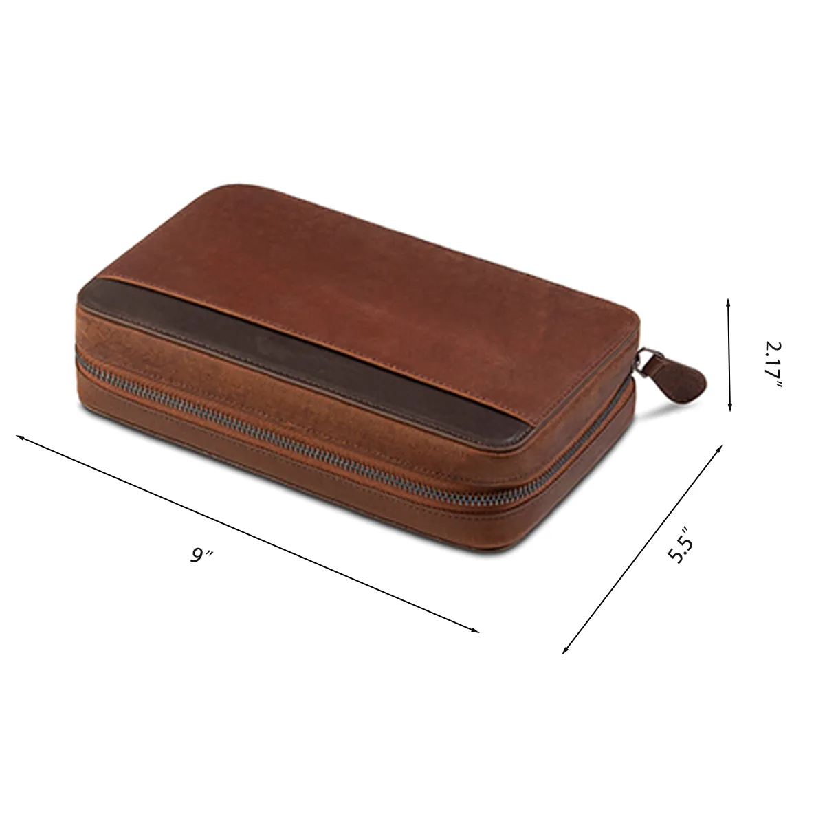 Leather  Portable Zippered Cigar Case 2