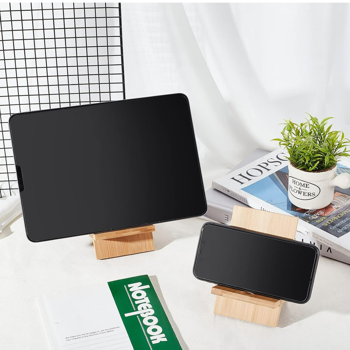 Detachable Bamboo Phone Stand for Desk Holder 4