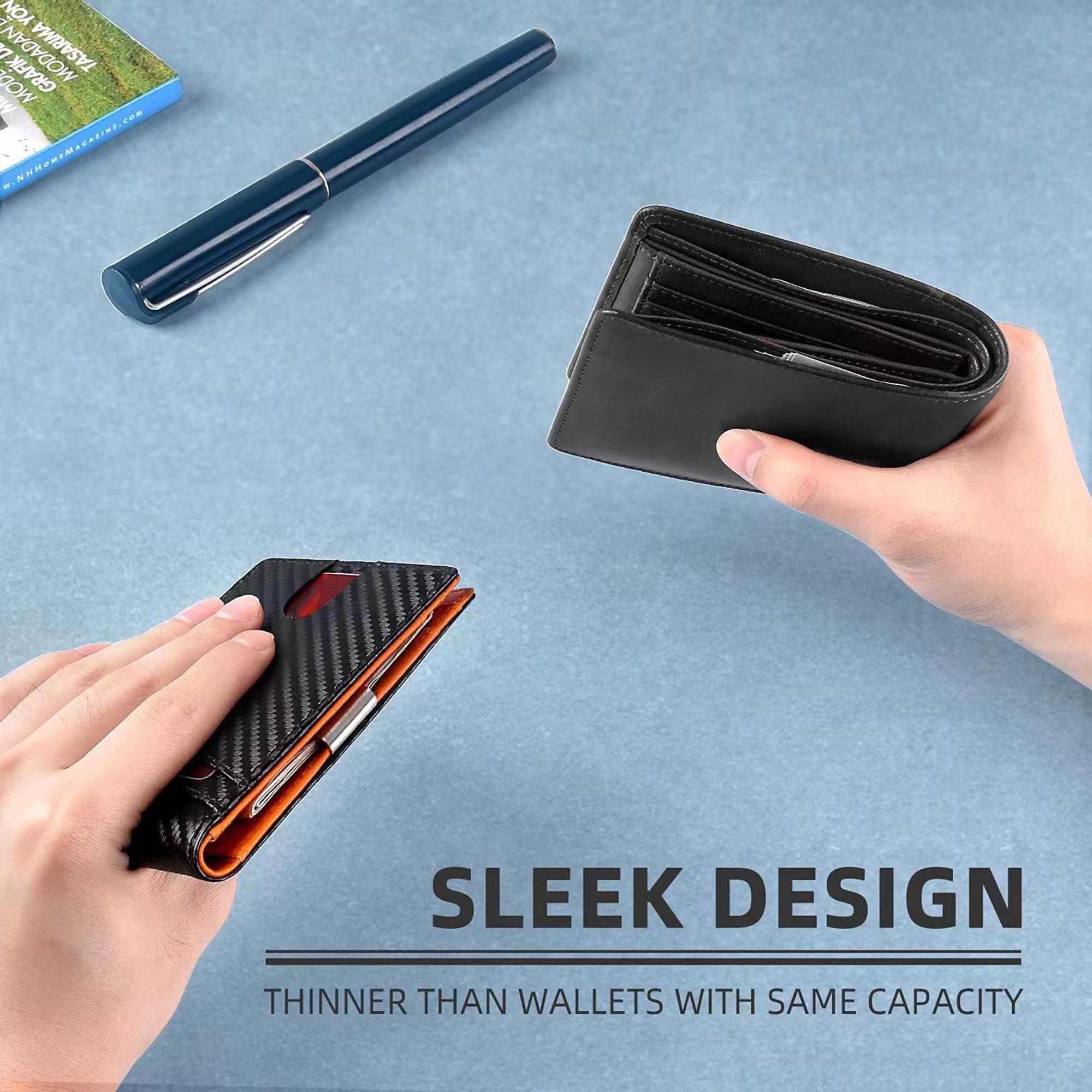 Mens Slim Wallet With Money Clip 3