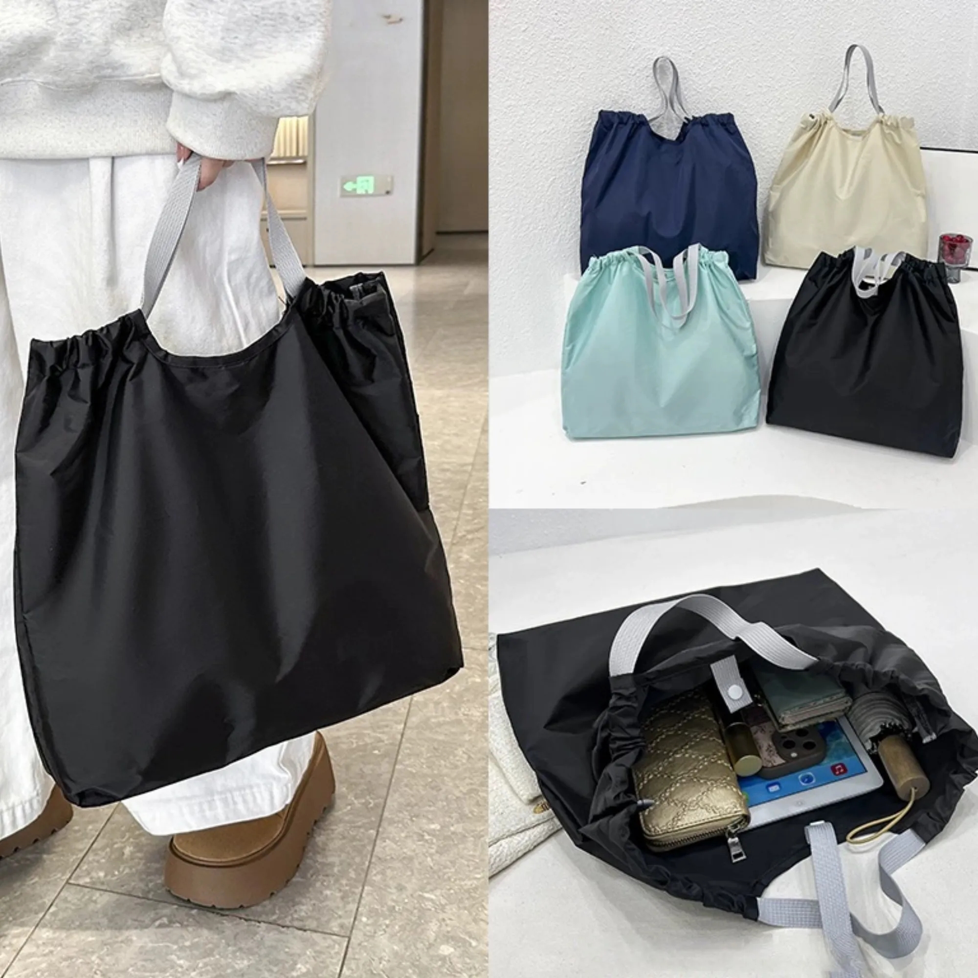 Foldable Market Shopping Bag Reusable Tote For Groceries, custom tote bag with logo imprint 6