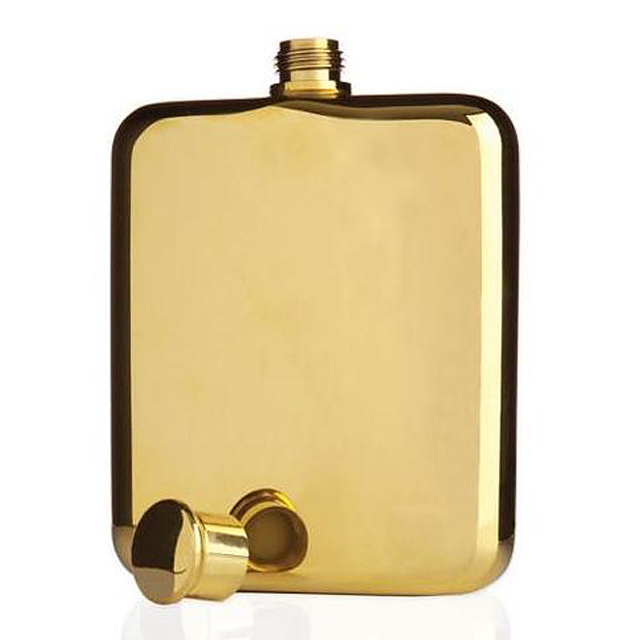 Gold Color Mirror Finished Hip Flask 6oz 2