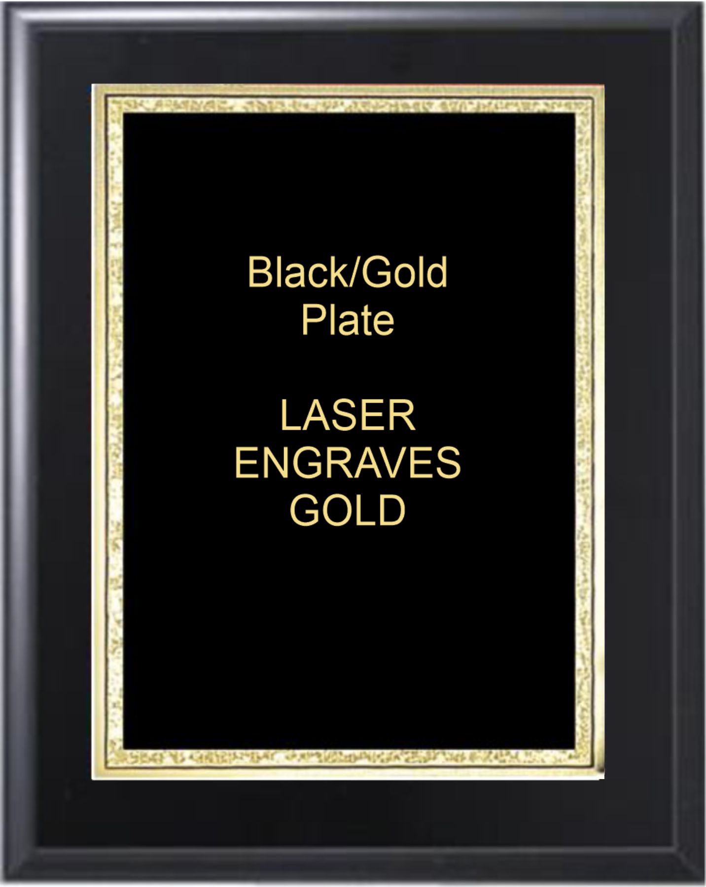 6" x 8" Solid Black Matte Finish Plaque with a Black Florentine Plate 2