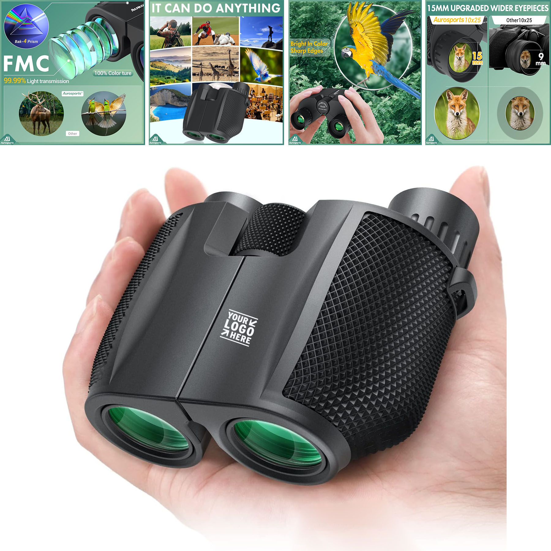 Adults Kids Outdoor Travel Hiking Large View Low Light Vision Easy Focus Compact 10x25 Binoculars 2