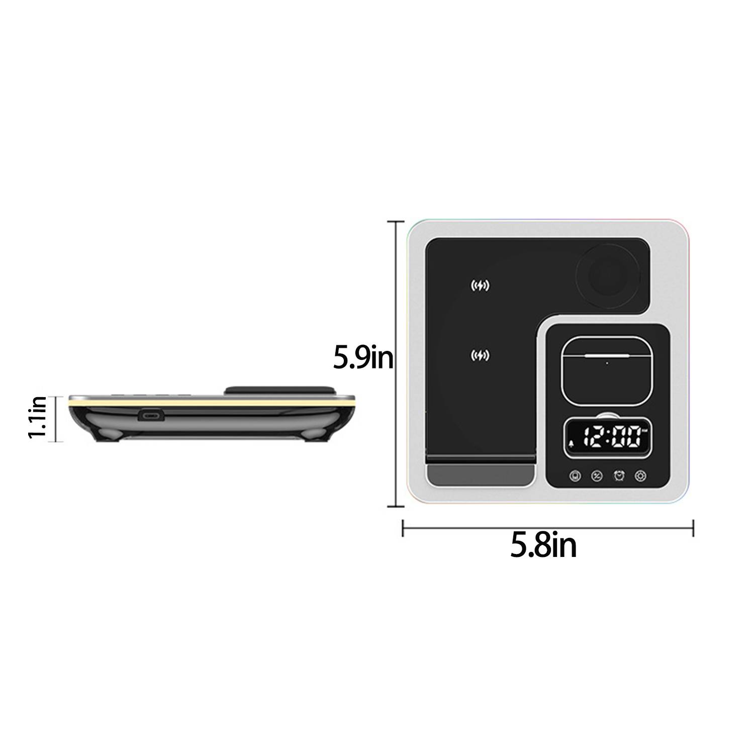 5-In-1 Electric Folding Wireless Charger W/ Alarm Clock 3