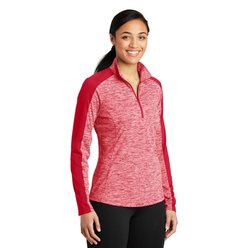 Sport-Tek Women's PosiCharge Electric Heather Colorblock 1/4-Zip Pullover. 12