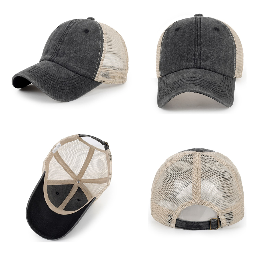 Stock 2-Tone Washed Cotton 6-Panel Trucker Cap 40