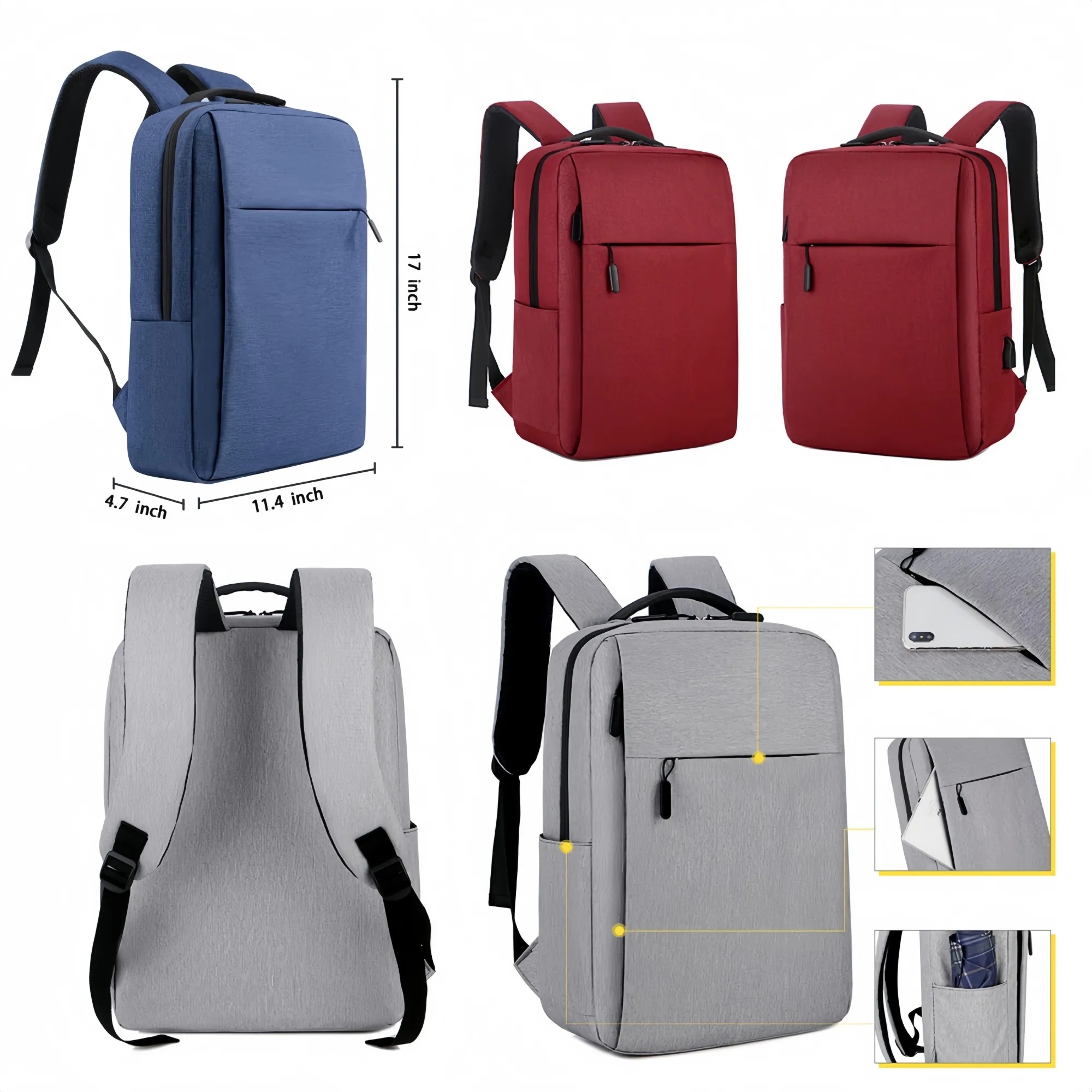Slim Laptop Backpack with USB Charging 11