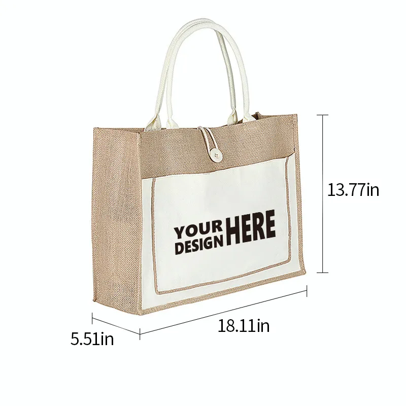 Jute Shopping Tote Bag, custom tote bag with logo imprint 2