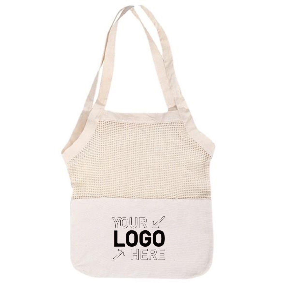 Organic Cotton Mesh Bags, custom tote bag with logo imprint 3