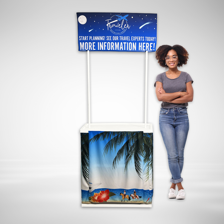 Portable Counter / Trade Show Display Table w. Custom Graphic Wrap / Overhead Sign (Dye Sublimation) 14