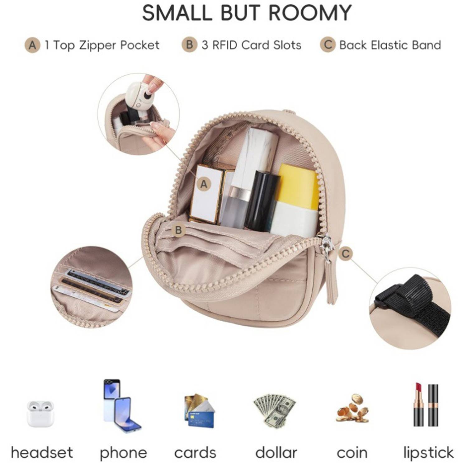 Polyester Mini Backpack Style Keychain Wallet w/ Wristlet 7