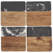 Black Marble and Wood Coaster Set 42