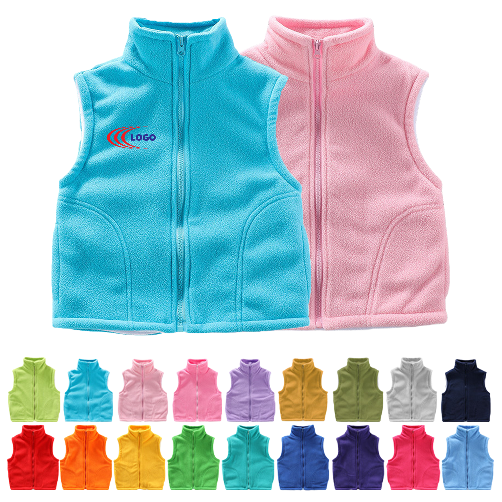 MOQ20 Baby Full Zipper Sleeveless Vest 2
