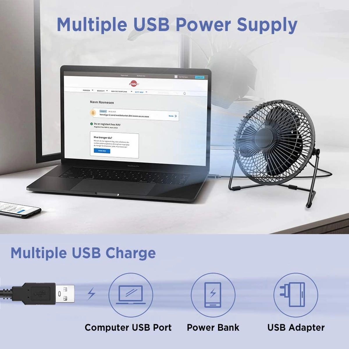 6 Inch Usb Desk Fan For Home Office 4