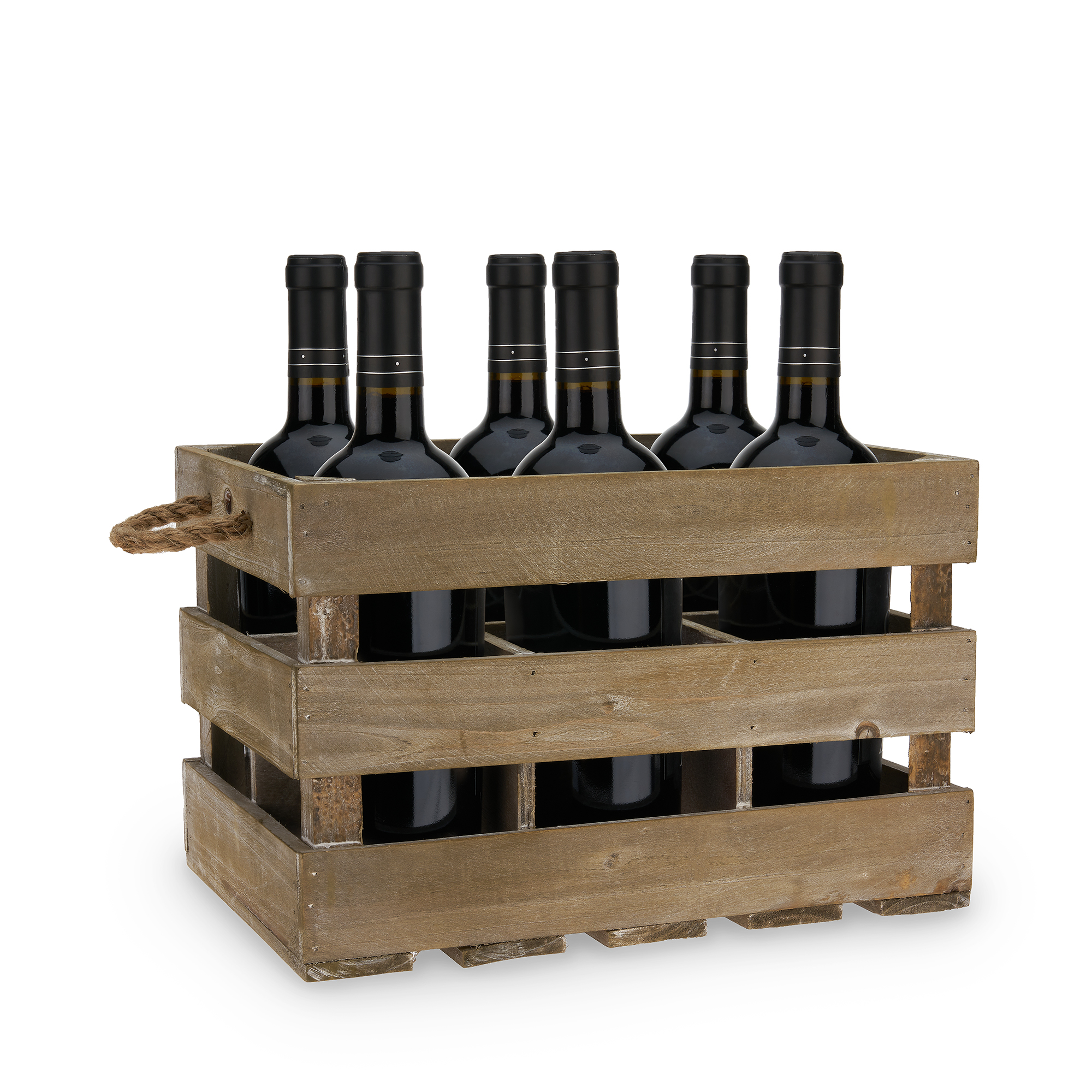 Twine Living® Wooden 6-Bottle Wine Crate 8