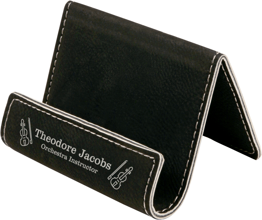 3 1/2" x 2 1/2" Black/Silver Leatherette Holder Easel 2