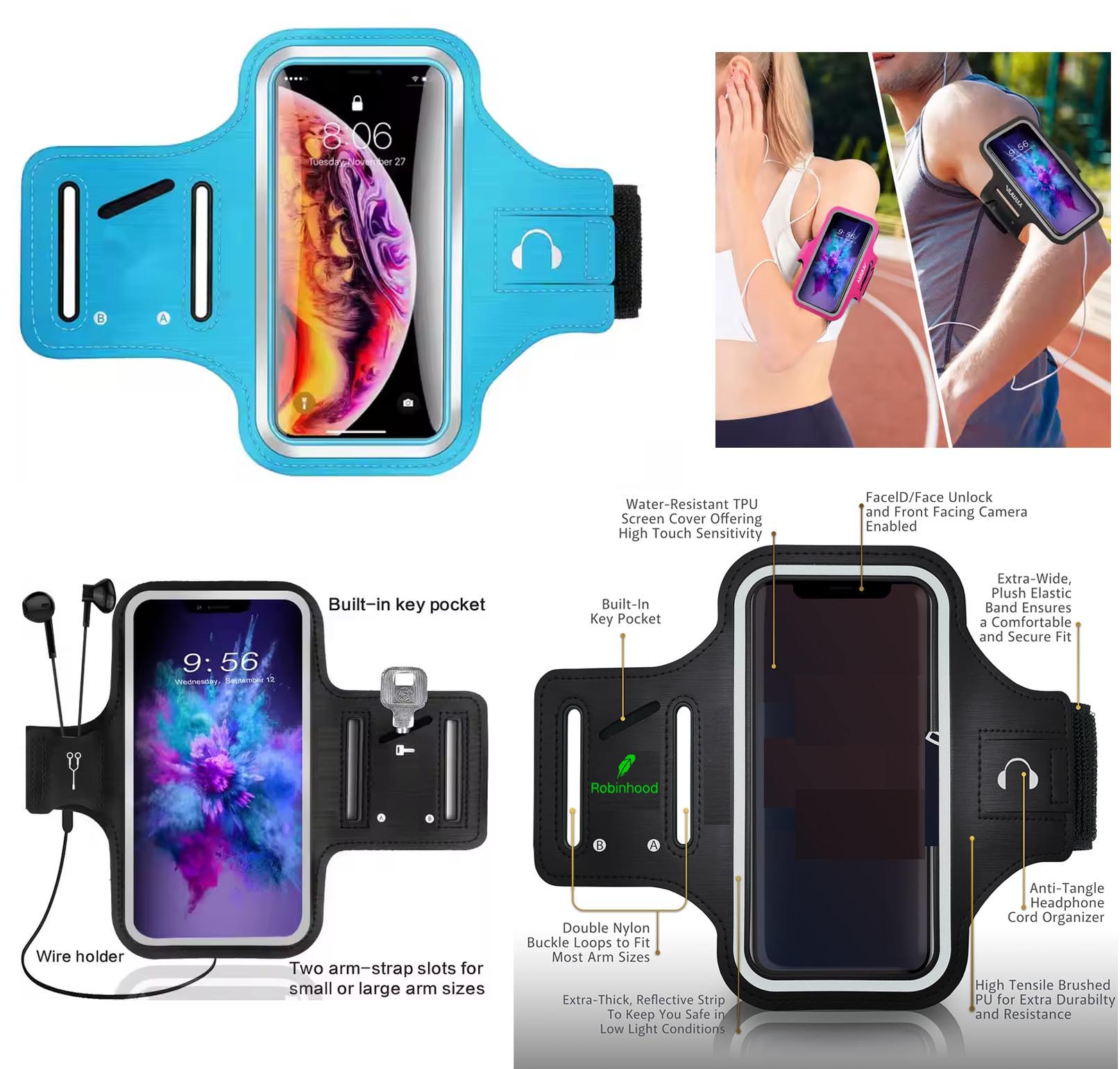 iBank ® Running Sport Armband compatible with iPhone 17,16,15 & Galaxy phones 1