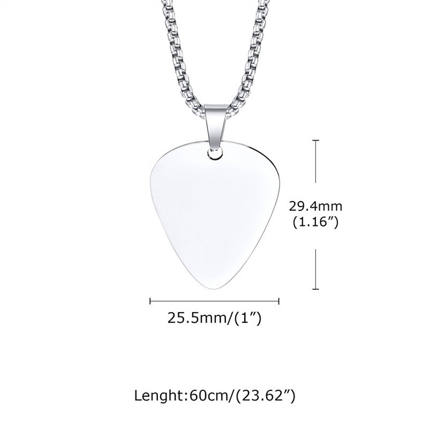 Stainless Steel Guitar Pick Heart Necklace 4