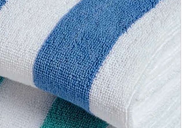 Cabana Premium White Cotton w/Medium Blue Stripe Towel 1