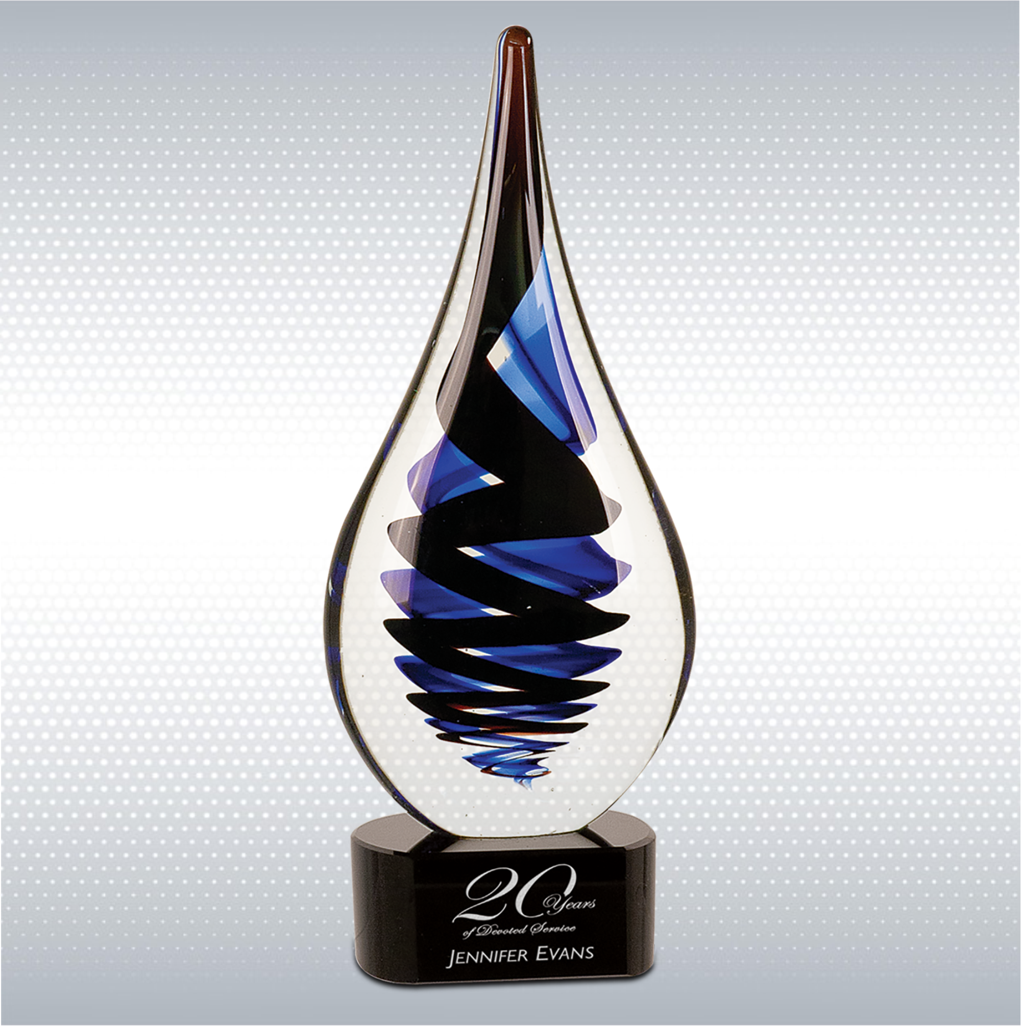 11 1/4" Black Twist Rain Drop Art Glass 2