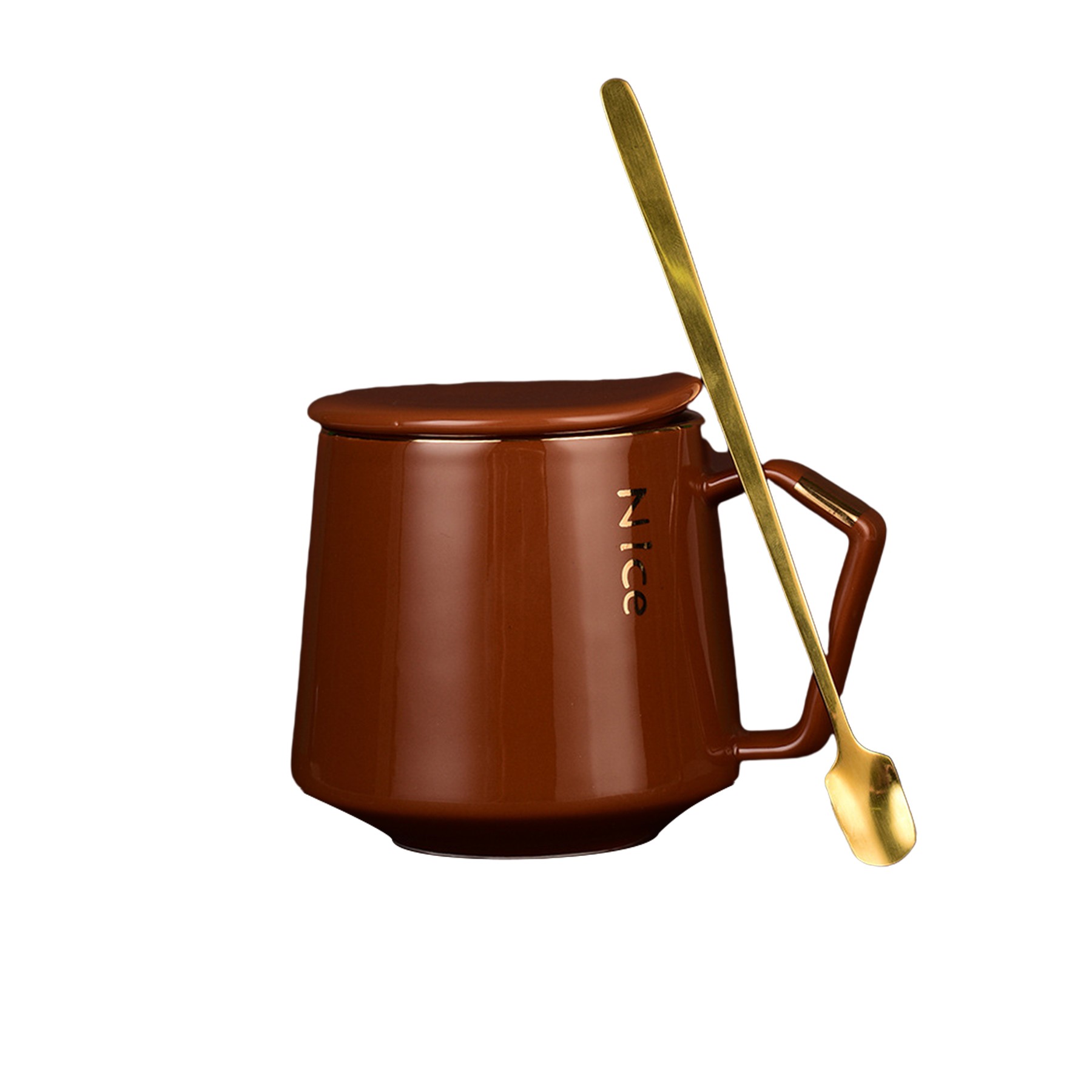 400Ml Ceramic Coffee Mug W/Lid 4