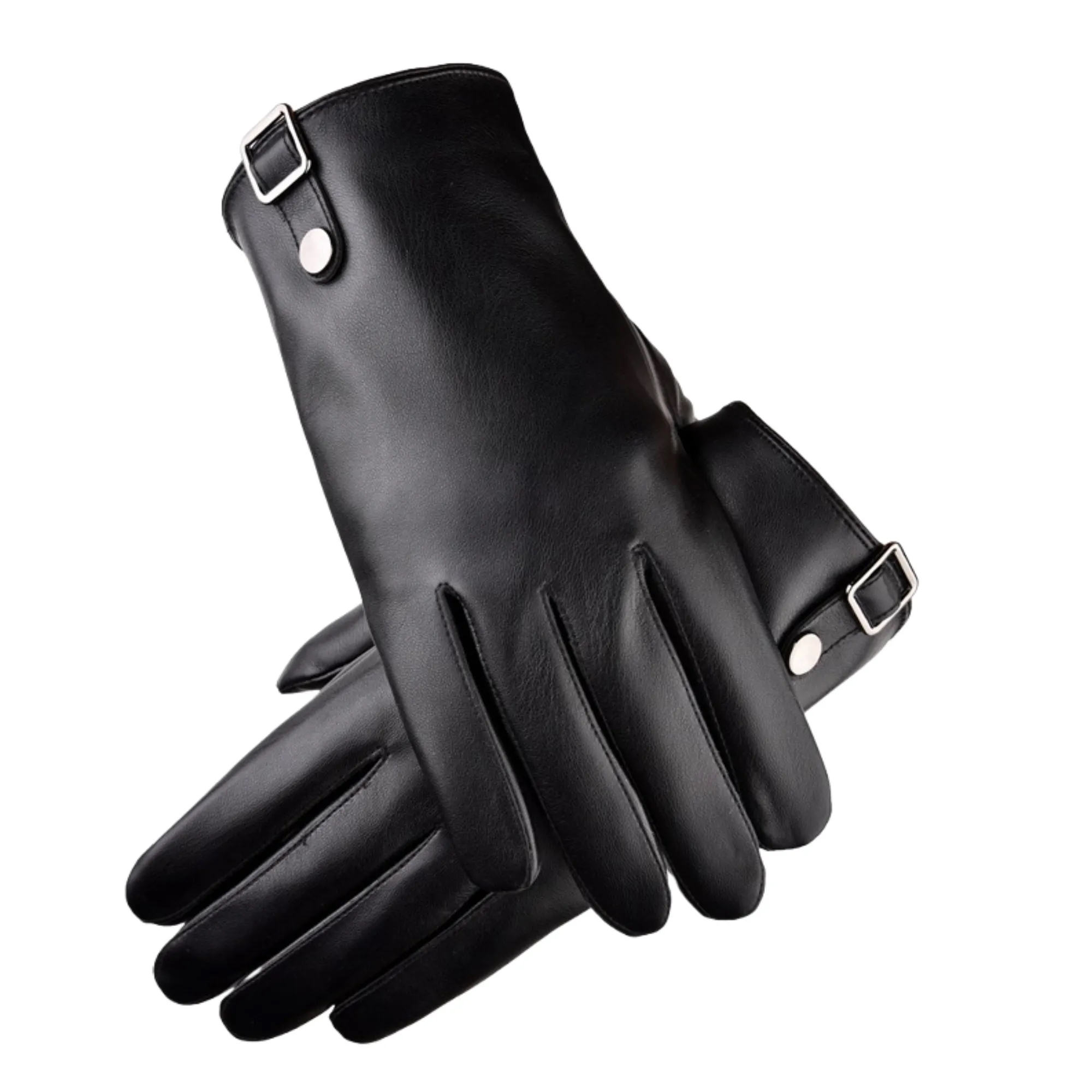 Mens Winter Lined Leather Motorcycle Gloves 3