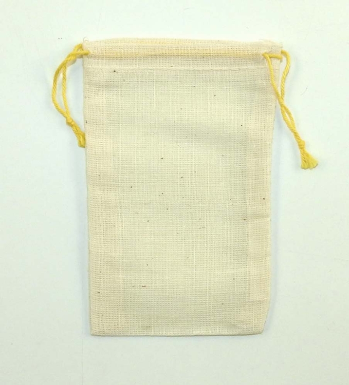 Tiny Natural Cotton Drawstring Bag 3.25X5" 3