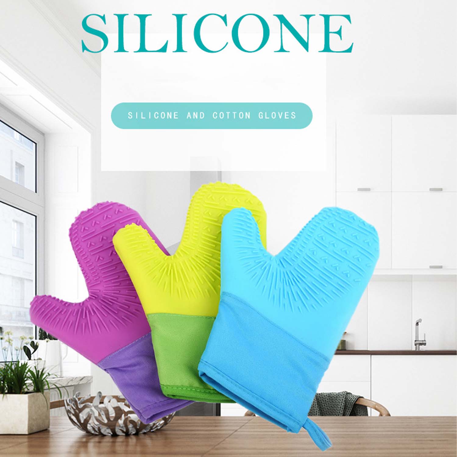 Microwave Oven Household Cotton Silicone Gloves 4