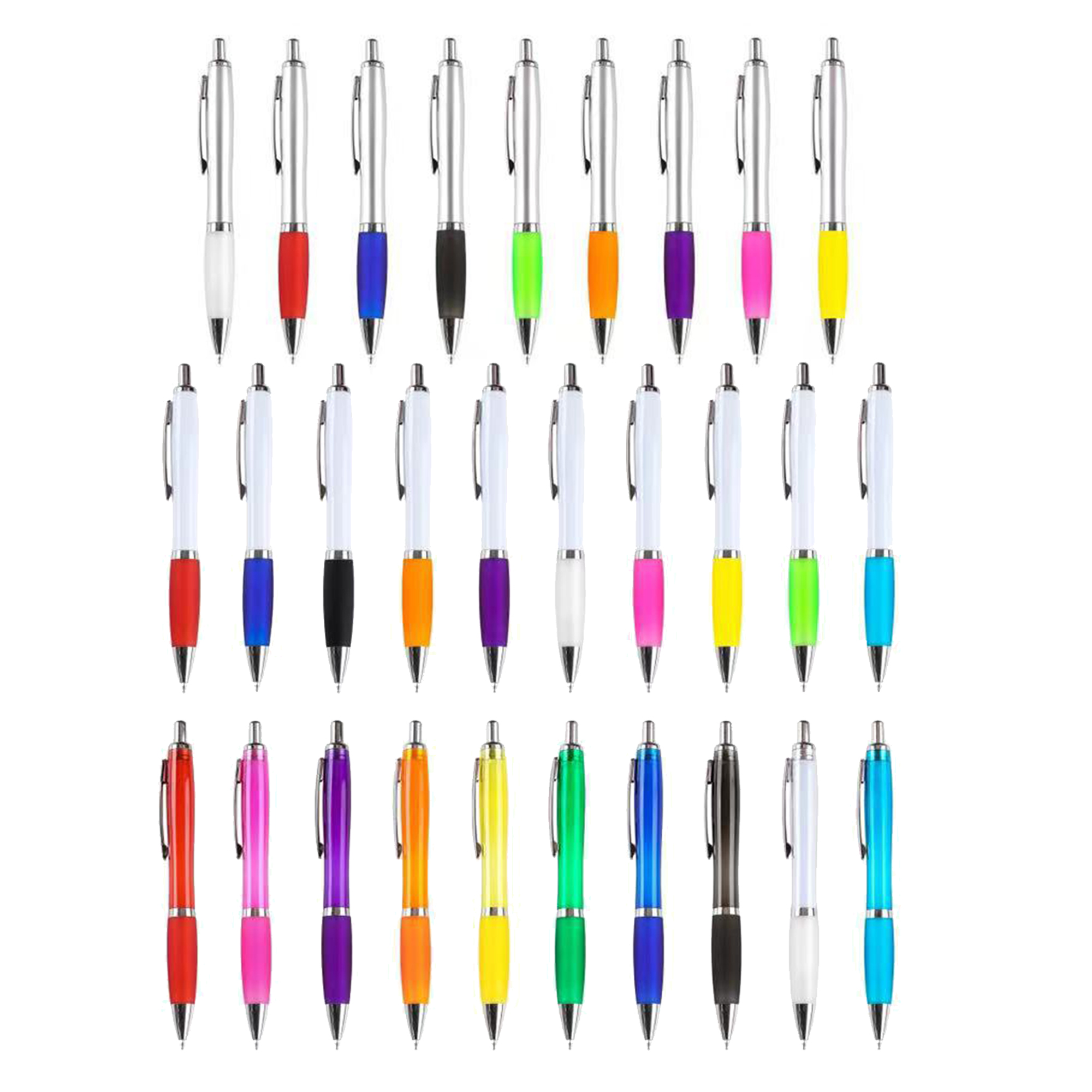 Retractable Plastic Ballpoint Pen With Colored Grip 3