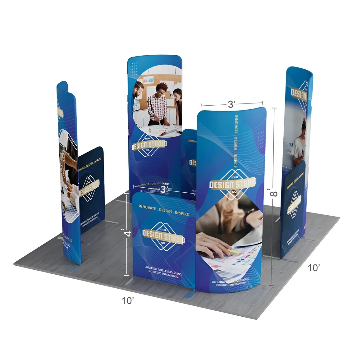 10ft Magnetic Modular Fabric Displays - L Shape Curved 12