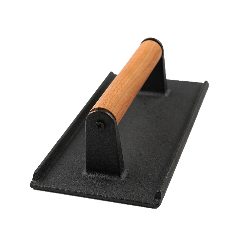 Cast Iron Smash Burger Press With Wood Handle (Rectangle ) 2