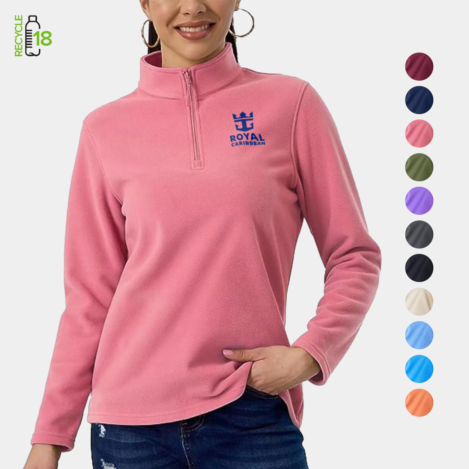 REPREVE® - Women's rPET 1/4 Zipper Fleece Pullover w/ Wrinkle Resistance 4
