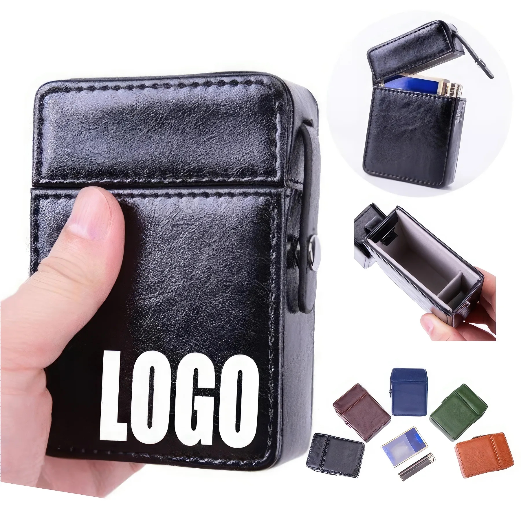 PU Leather Cigarette Gift Case & Lighter Storage Box 2