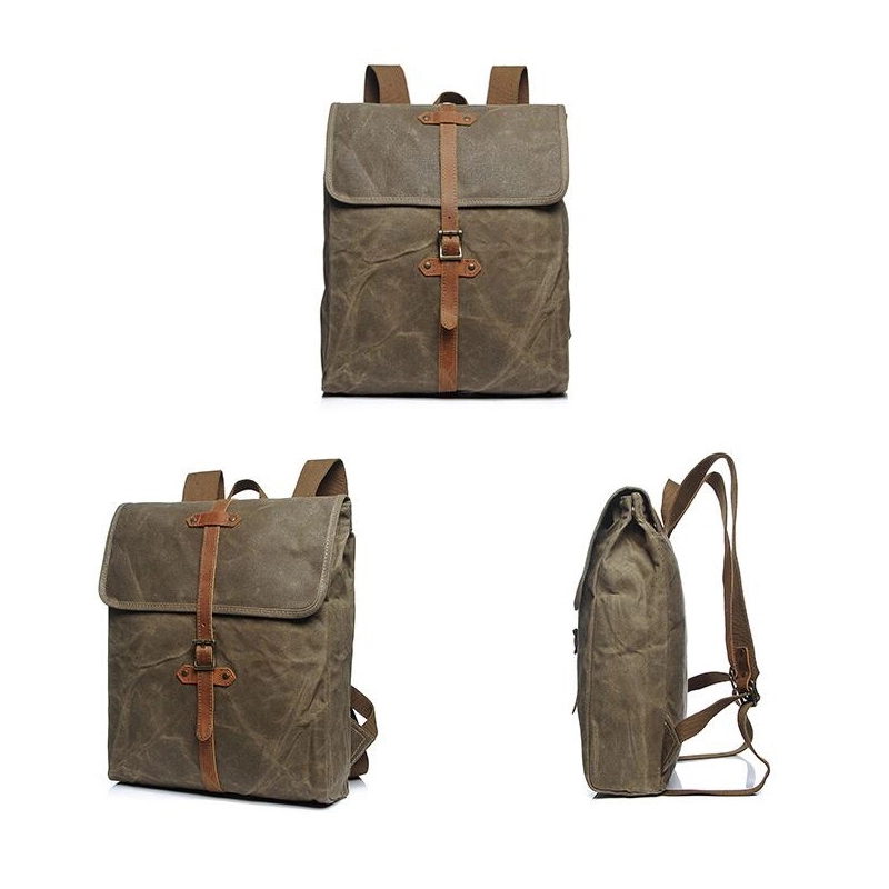Vintage Stylish Waxed Backpack 4