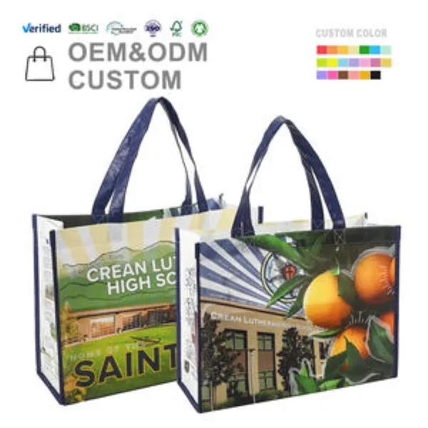Reuseable Shopping Tote Laminated Handled With Logo Printing 2
