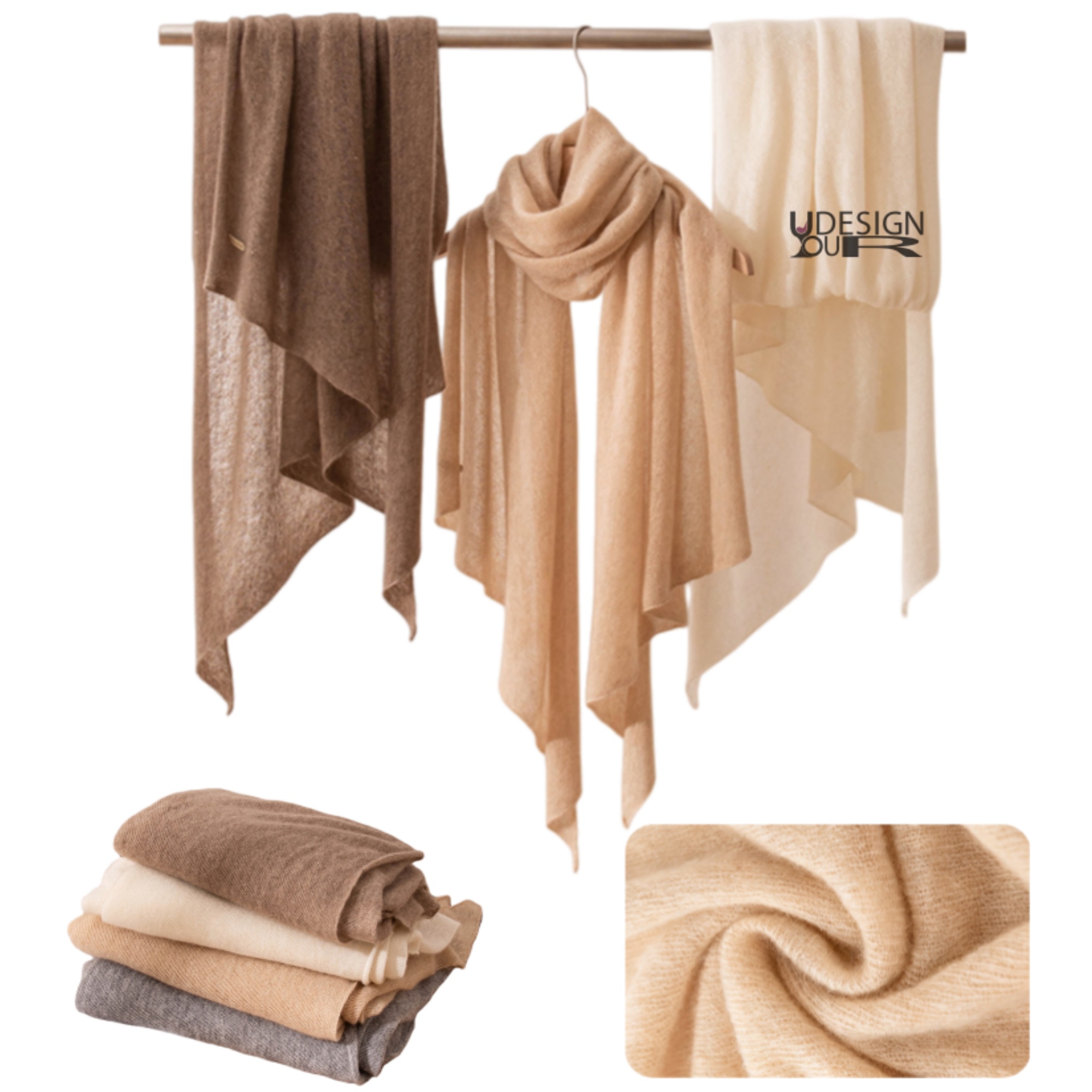 78"x24" 100% cashmere knitted scarf 2