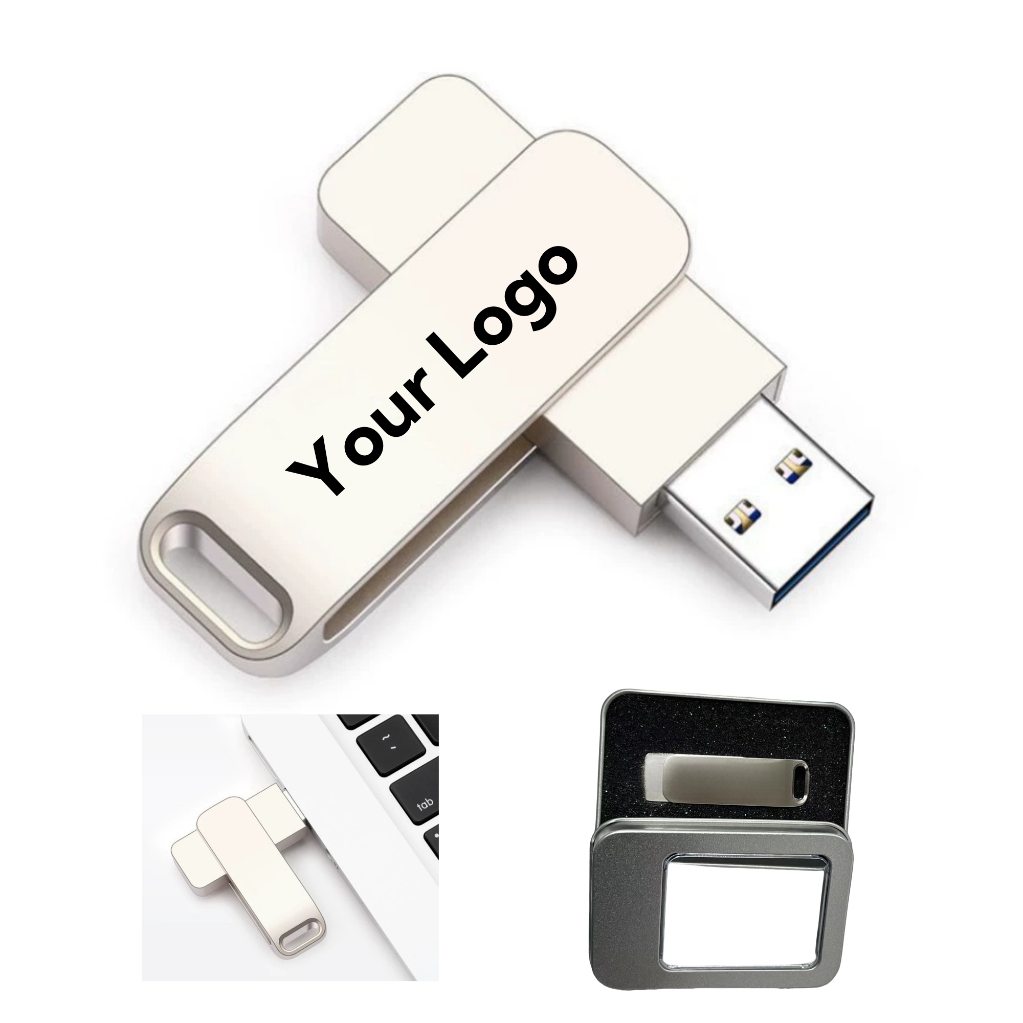 32G Metal Rotating USB Flash Drive 2