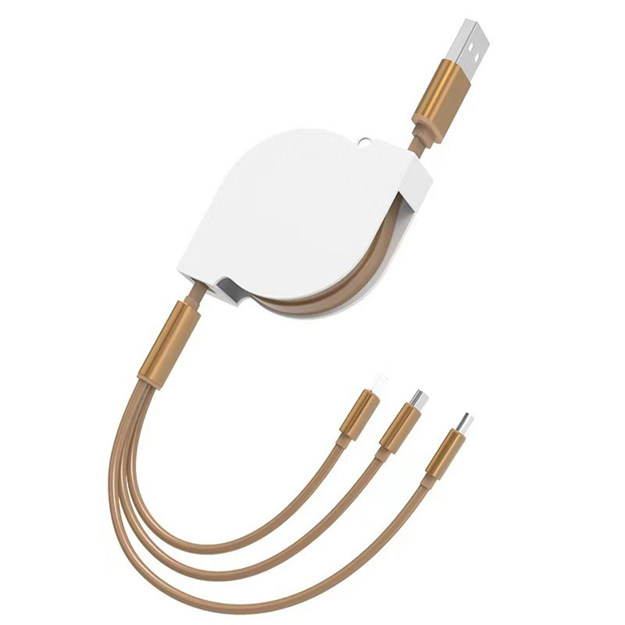 3 In 1 Extra Long Retractable Data Cable Metal Case USB 9