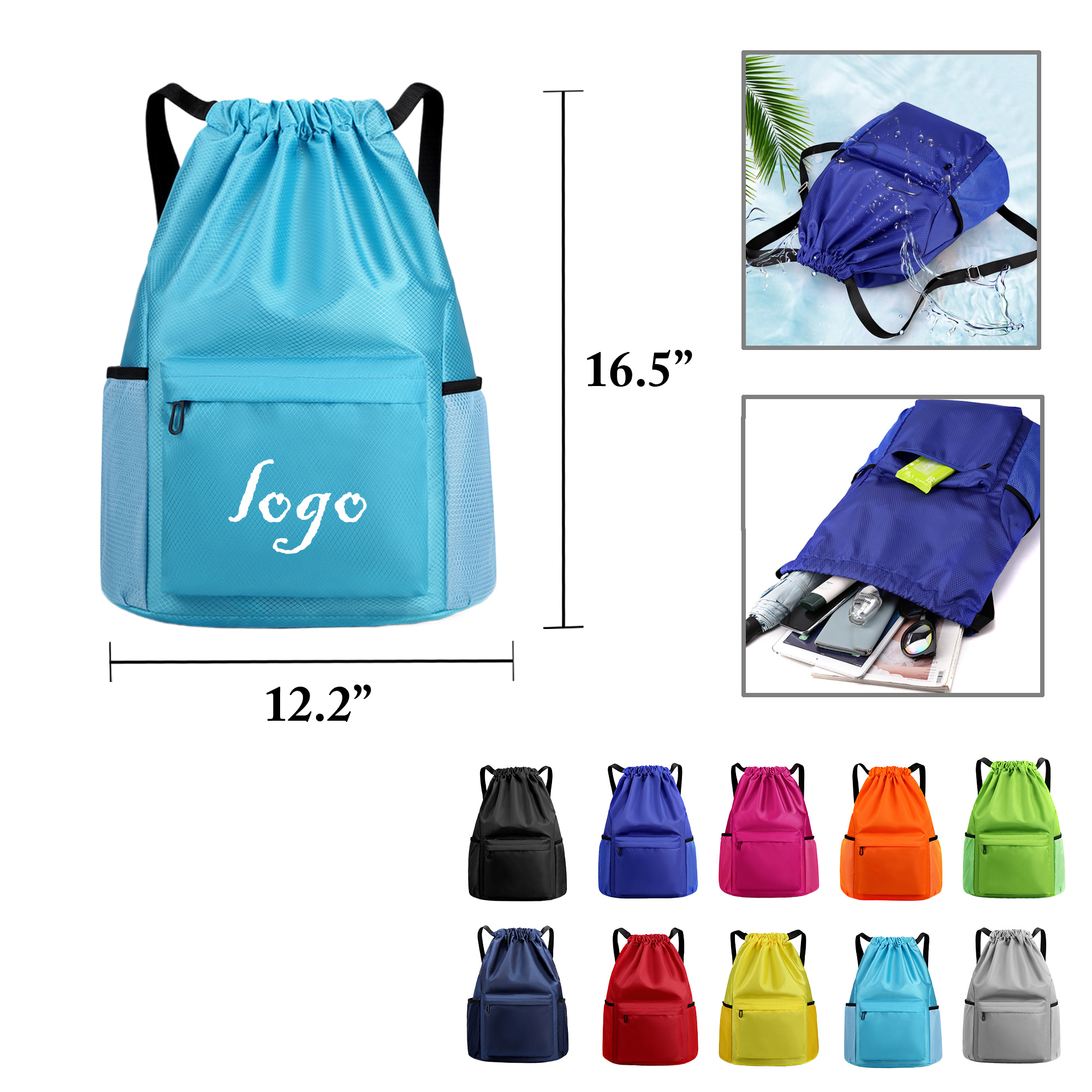 MOQ30 Versatile Drawstring Backpack for Travel and Sports 5
