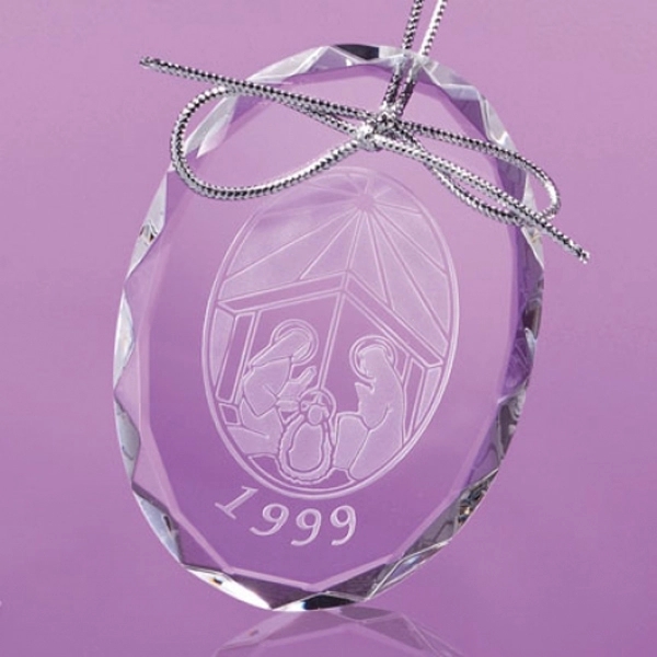 Oval Anniversary Crystal Christmas Ornament 3