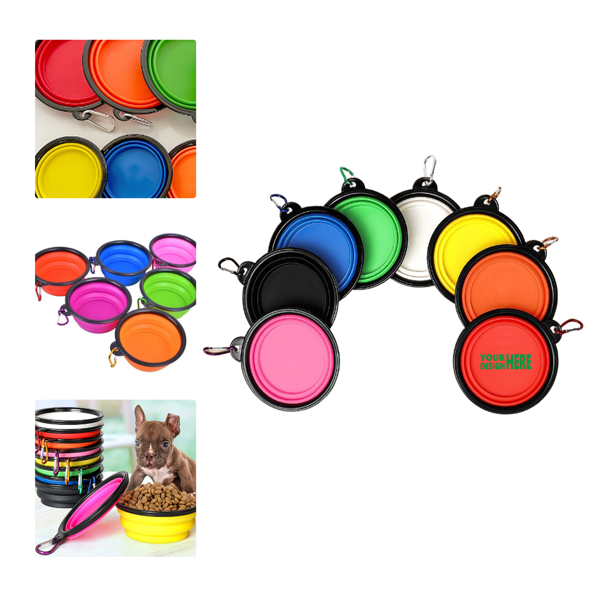 MOQ 50 Collapsible Pet Bowl with Carabiner for Outdoor Use 2