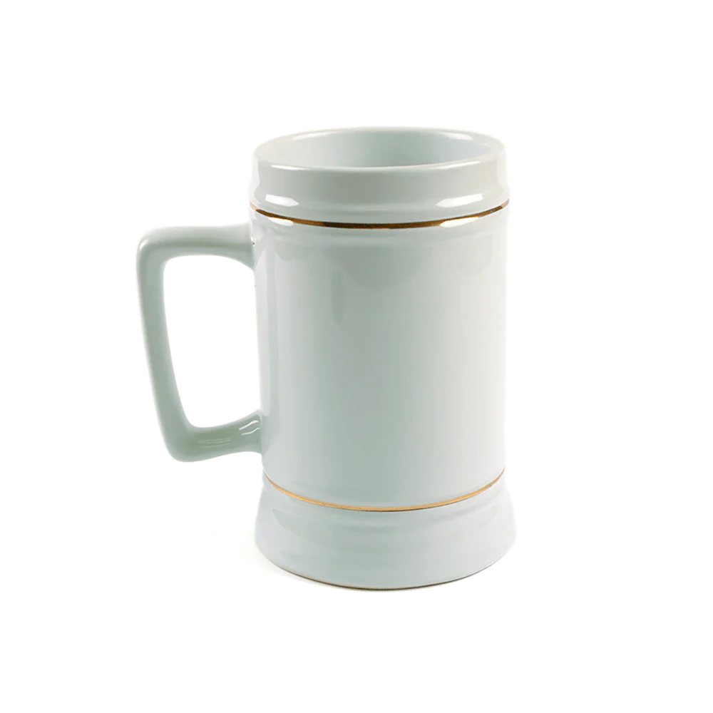 22 Oz Full Color Ceramic SteinWhite with Rectangle Handle 3