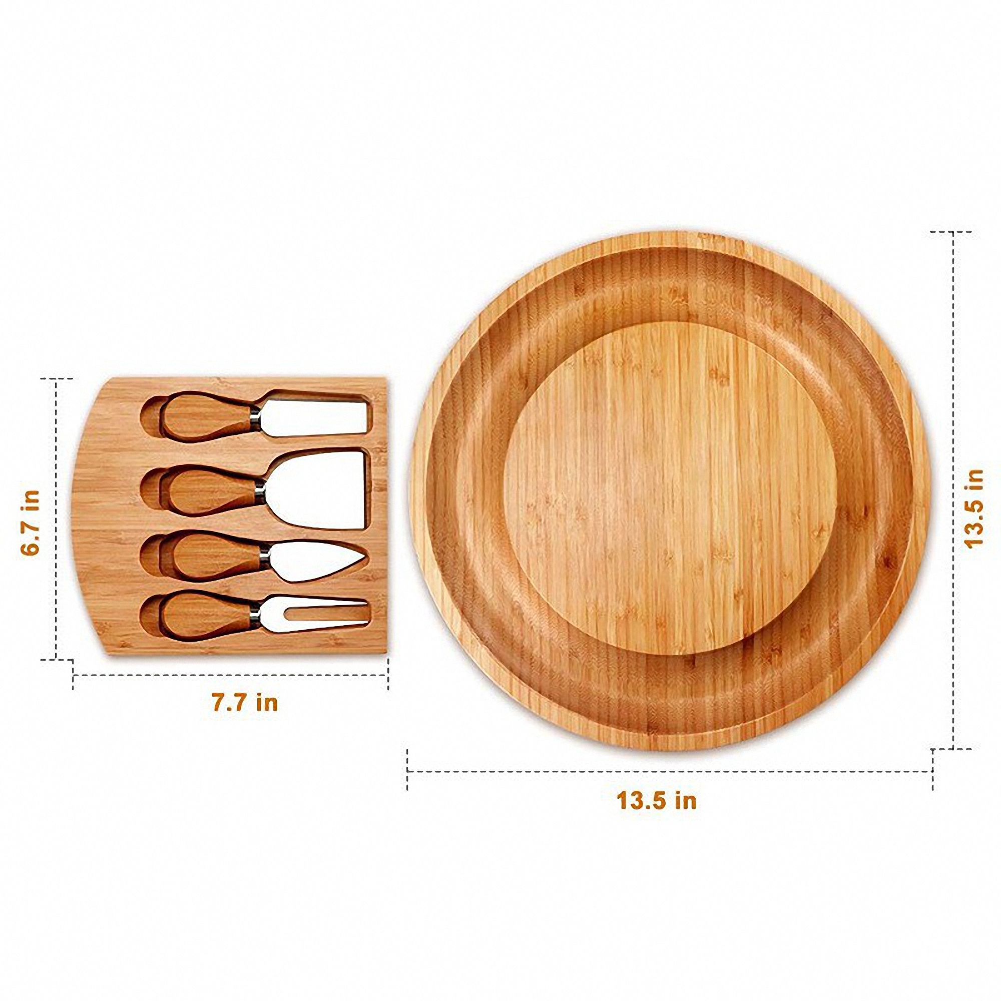 10'' Bamboo Cheese Board Set with 4 Knives 3