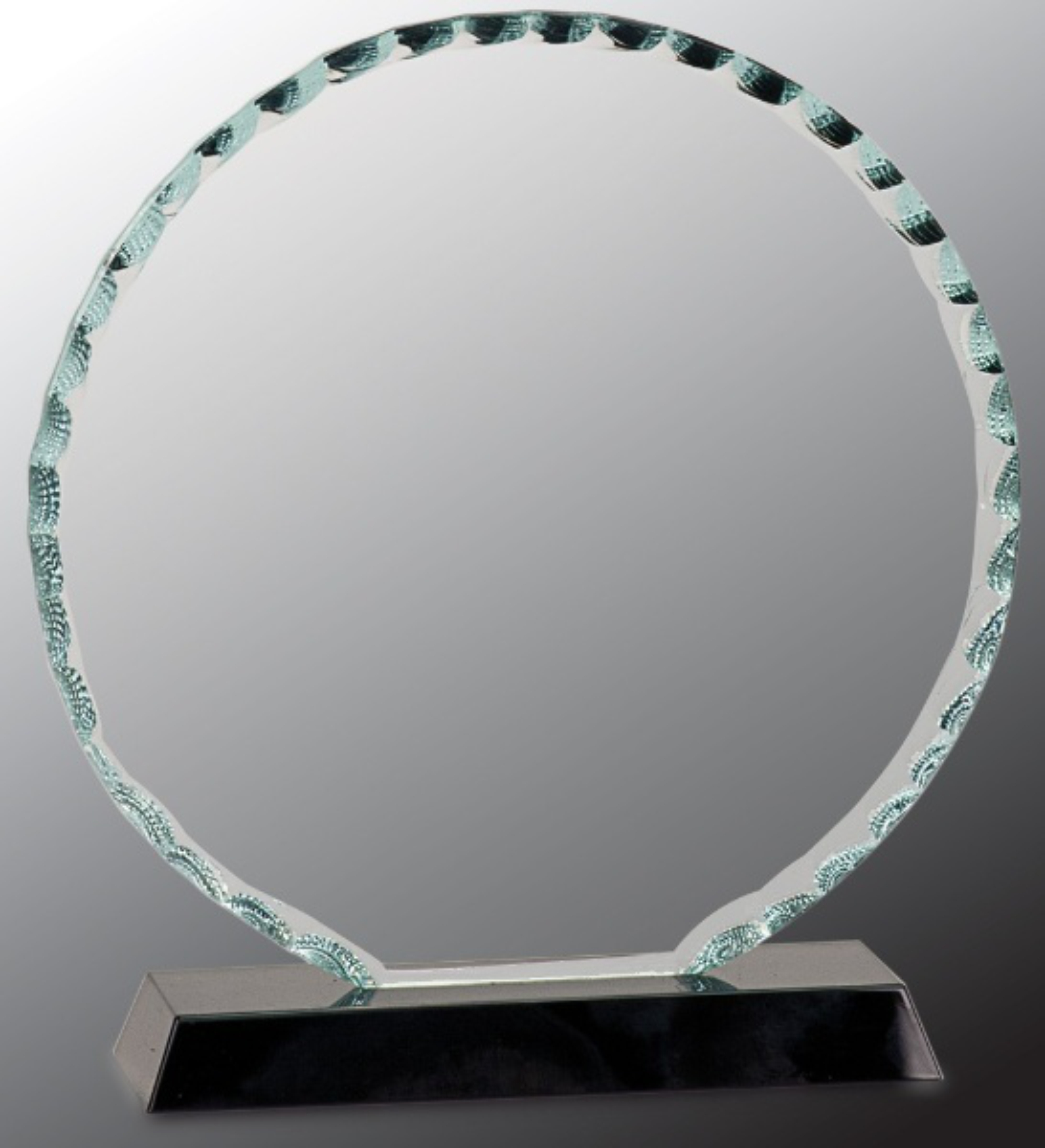 7 1/2" Round Facet Glass Award on Black Base 3