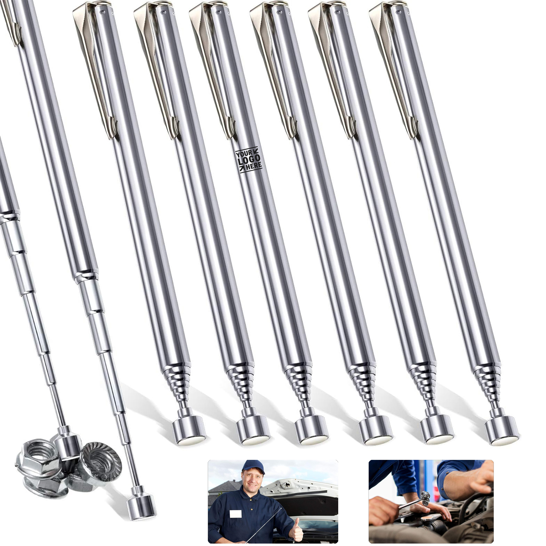 25 Inch Telescoping Magnetic Grabbers Screws Nuts Pins Pick-Up Tool with Pocket  2