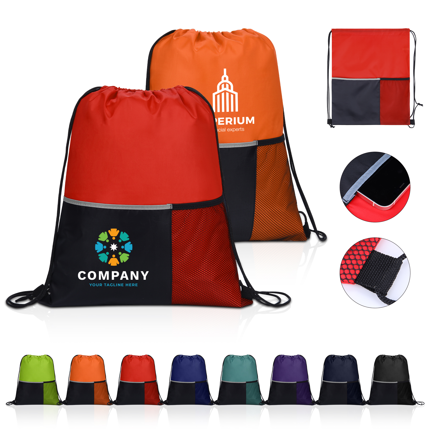 Dual Pocket Drawstring Backpack 14