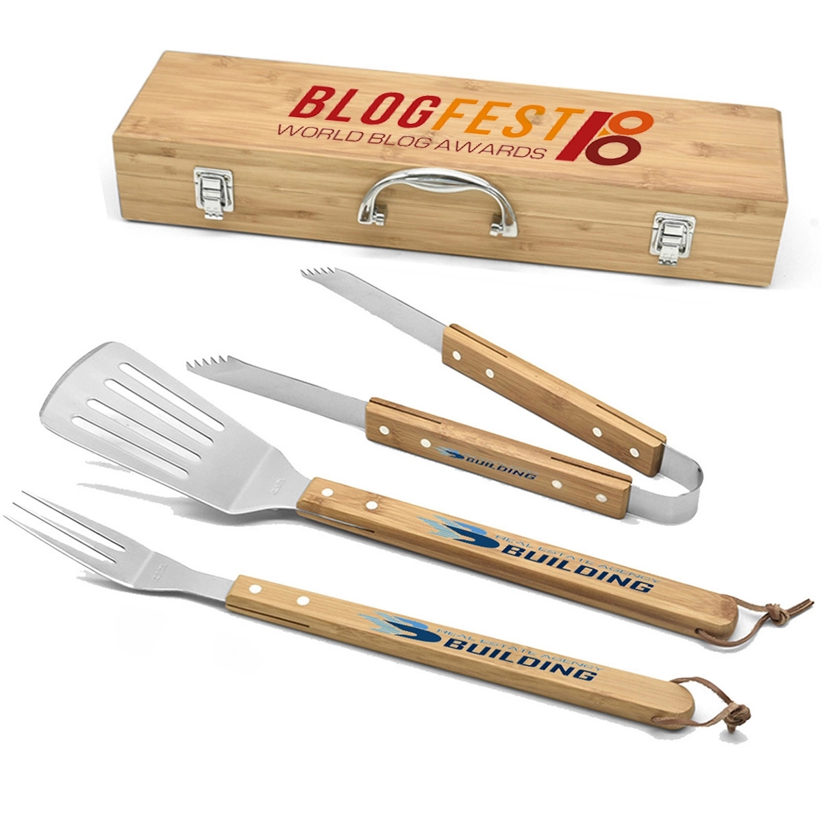 3-Piece Custom Bamboo Grilling Barbecue Tool Set 4